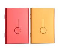 PATIKIL 2 Pz Portatarjetas De Negocios con Ranura para Pulgar, Estuche Deslizable para Tarjetas De Presentación De Aleación De Aluminio Portátil para Billetera De Crédito (Rojo/Dorado)