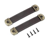 PATIKIL 2 pzas Tiradores de cajón de cuero 4.4" asas tipo baúl color marrón