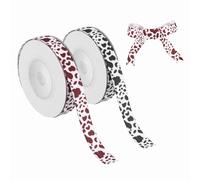 PATIKIL 2 Rollos De Cinta Estampado Vaca, 10 Yardas Cinta Grosgrain Estampado Animal, Ancho 3/8" Estilo Granja Occidental Para Envolver Regalos, Decoración De Fiestas, Negro/Marrón