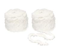 PATIKIL 2 Rollos Hilo de Pelo Sintético, 64m/70yds Hilo Ovillo de Lana 100g Peludo de Ganchillo Hilo Esponjoso Suave de Poliéster Chunky Fluffy para Alfombra Suéter Bufanda, Beige Blanco