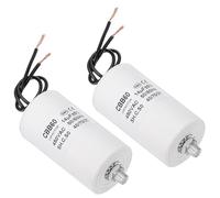 PATIKIL 2 unidades Condensador de arranque CBB60 de 14uF AC 450V blanco | 2 cables, 50/60Hz, Cilíndrico, con fondo con tornillo M8 x 13mm, para lavadora motor de bomba de agua, 72 x 40mm