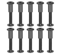 PATIKIL 20 kit Tornillo de Conexión, M6*30mm Postes de Tornillo de Unión Hexagonal Tornillos Chicago de Encuadernación Acero al Carbono Manguito para Muebles Cinturón Armario, Negro