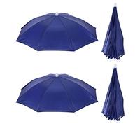 PATIKIL 20 Pulgadas Pesca Paraguas Sombrero, 4 Paquetes Elástico Plegable Sol Lluvia Gorra Cabeza Paraguas Manos Libres para Exterior Pesca Camping, Oscuro Azul