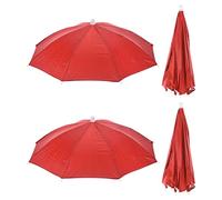 PATIKIL 20 Pulgadas Pesca Paraguas Sombrero, 4 Paquetes Elástico Plegable Sol Lluvia Gorra Cabeza Paraguas Manos Libres para Exterior Pesca Camping, Rojo