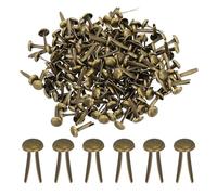 PATIKIL 200 Piezas Pasadores de Latón de Papel Pasadores Divididos Mini Brads Redondos de Cabeza para Manualidades Scrapbooking Suministros de Bricolaje Bronce 8 x 15 mm