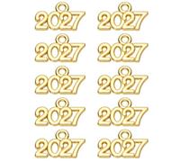 PATIKIL 2027 Borla Colgante 9x14mm Año Número Fecha Oro 50 Piezas | Aleación, Decoración de Graduación, Para Bricolaje de Collares y Fabricación de Joyas, Regalo