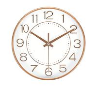 PATIKIL 20cm Reloj de Pared, Batería Operado Silencioso Sin-Tictac Redondo Moderno Pared Reloj para Cocina Oficina Dormitorio Decoración, Dorado