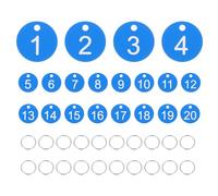 PATIKIL 20PCS Etiquetas Numeradas Del 1 Al 20 Etiquetas Para Mesas Llaveros Numerados Plástico Con Anillos Para Llaves Para Organizador Ventas Exteriores Colgadores Etiquetas Azul Cielo