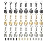 PATIKIL 24 Pcs Borlas Con Remates De Cordón, Remates De Cuero Aleados Con Tornillo Y Cadena, Punta De Borla Para Bolsos Llaveros DIY Joyería, Estilo Redondo, Dorado/Negro/Plateado
