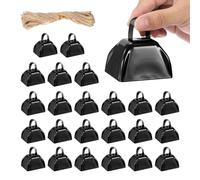 PATIKIL 24pcs Cencerros Partidos Fútbol, Cencerros 3 Pulgadas Eventos Deportivos Por Mayor Hacedores Ruido Fuertes Cencerro Metal Con Cuerda Para Animación Bodas, Negro