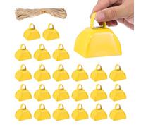 PATIKIL 24pcs Cencerros Partidos Fútbol, Cencerros 3 Pulgadas Eventos Deportivos Por Mayor Hacedores Ruido Fuertes Cencerro Metal Con Cuerda Para Animación Bodas, Amarillo