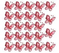 PATIKIL 24Pcs Mariposas Para Manualidades, Mariposas De Malla Brillante Con Organza De 2.2" Para Decoración De Bodas, Ropa, Hogar Y DIY, Rojo