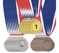 PATIKIL 24uds Oro Plata Bronce Premio Metales, 2 Pulgadas Olímpico Estilo Premio Medallas 1er 2do 3er Premios con Cinta para Equipo Juegos Deportes Competiciones