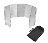 PATIKIL 25.8" x 5.3" Parabrisas Campamento Estufa Mini 9 Platos Calor Escudo Estufa Parabrisas Ligero Plegable con Cordón Bolsa para Campamento Alcohol Estufas