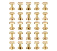 PATIKIL 25 Juegos Chicago Tornillos de Unión Ranurados de Poste de Tornillo M4X8mm Remaches de Latón Conectores de Sujetadores Rápidos para Cuero Cinturones Recortes Álbumes