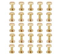 PATIKIL 25 Juegos Chicago Tornillos de Unión Ranurados de Poste de Unión M4X10mm Remaches de Latón Conectores de Sujetadores Rápidos para Cuero Cinturones Recortes Fotos Álbumes