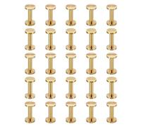 PATIKIL 25 Juegos Chicago Tornillos de Unión Ranurados de Poste de Unión M4X16mm Remaches de Latón Conectores de Sujetadores Rápidos para Cuero Cinturones Recortes Fotos Álbumes