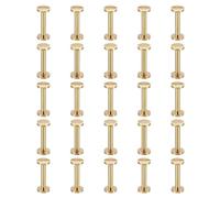 PATIKIL 25 Juegos Chicago Tornillos de Unión Ranurados de Poste de Unión M4X22mm Remaches de Latón Conectores de Sujetadores Rápidos para Cuero Cinturones Recortes Fotos Álbumes