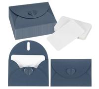 PATIKIL 25 Juegos De Sobres Mini Con Cierre De Corazón, 4.1x3" Tarjetas En Blanco Con Sobres Para Regalo Graduación Día Festivo De Gracias Navidad, Azul Oscuro