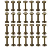PATIKIL 25 Juegos de Tornillos Chicago Tornillos de Unión Ranurados de 20 mm L Pernos de Tornillo de Poste de Unión de Latón Remaches de Fijación Conectores Bronce