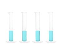 PATIKIL 25ml PP Plástico Graduado Cilindro, Paquete de 4 Hexagonal Base Blanco Graduaciones Medición Cilindro para Laboratorio Hogar Uso, Claro Blanco