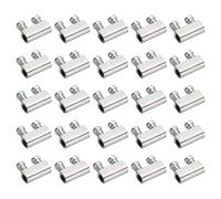 PATIKIL 25pcs Abrazadera de Cable, M3 Alambre Cuerda Clips de Doble Agujero Latón Sujetadores Tensor Cuerda Tendedero con 50pcs Extremo Tornillo Tapón, Plateado Tono