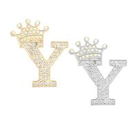 PATIKIL 2pcs Broche de Letra con Tiara, Alfiler de Diadema con Inicial Alfabeto de Rhinestone para Mujer Adorno Fino para Vestido Traje Abrigo Bolsa Personalizado, Dorado Plateado, Letra Y