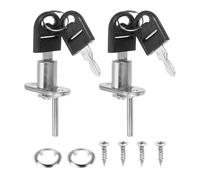 PATIKIL 2Pcs Cerradura de Cajón con Llaves, Cilindro de Cerradura de Acero de 16 mm (5/8") con Llave Diferente para Archivadores de Oficina, Armario, Taquilla, Vitrina, Color Plata