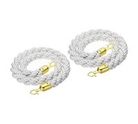 PATIKIL 2pcs Cordón de Barrera, 1.2m Cuerda de Estanquión Trenzada de Poste con Gancho Dorado para Postes Soportes de Nylon para Cola Divisor Multitud Hotel Control, Blanco