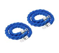 PATIKIL 2pcs Cordón de Barrera, 1.2m Cuerda de Estanquión Trenzada de Poste con Gancho Plateado para Postes Soportes de Nylon para Cola Divisor Multitud Hotel Control, Azul