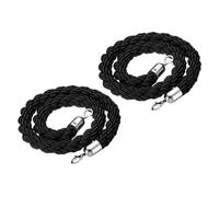 PATIKIL 2pcs Cordón de Barrera, 1.2m Cuerda de Estanquión Trenzada de Poste con Gancho Plateado para Postes Soportes de Nylon para Cola Divisor Multitud Hotel Control, Negro