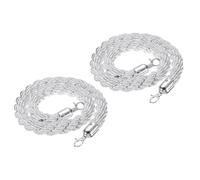 PATIKIL 2pcs Cordón de Barrera, 1.2m Cuerda de Estanquión Trenzada de Poste con Gancho Plateado para Postes Soportes de Nylon para Cola Divisor Multitud Hotel Control, Blanco
