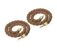 PATIKIL 2pcs Cordón de Barrera, 1.5m Cuerda de Estanquión Trenzada de Poste con Gancho Dorado para Postes Soportes de Nylon para Cola Divisor Multitud Hotel Control, Marrón
