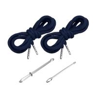 PATIKIL 2pcs Cordones de Algodón, 5mm x 1.3 Metro Cuerda para Ropa Zapato con Fáciles Enhebradores de Cordón Reemplazo para Sudaderas Pantalones Chaquetas Costura Manualidad, Azul Marino