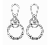 PATIKIL 2Pcs Ganchos Giratorios De 1.8" Con Anillos De Llavero Plateado