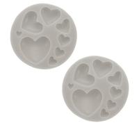 PATIKIL 2Pcs Molde de Arcilla de Polímero, Molde de Fondant de Arcilla 8 Moldes de Corazón de Silicona Rosa para Manualidades, Secado al Aire, Repostería de Pasteles, Gris