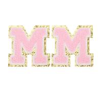 PATIKIL 2Pcs Parches de Letras para Planchar, Parche de Letra de Lentejuelas Rosa, Letra M de Chenille