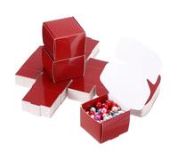 PATIKIL 2x2x1.6" Cajas De Regalo Pequeñas Al Por Mayor Con Tapa, 40 Paquetes De Caja De Cartón Cuadrada Plegable Para Joyería Como Anillos Y Aretes, Favor De Boda, Cumpleaños, Rojo