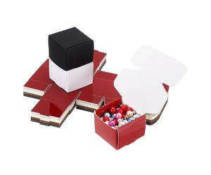 PATIKIL 2x2x1.6" Cajas De Regalo Pequeñas Al Por Mayor Con Tapa, 40 Paquetes De Cajas De Cartón Cuadradas Plegables Para Joyería, Anillos, Aretes, Negro/Blanco/Kraft/Rojo