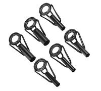 PATIKIL 3,0-6,5mm Pescar Caña Punta Reparación Kit, 6uds Inoxidable Acero Poste Anillo Guía Reemplazo para Salada Agua Dulce Agua Pesca, Negro