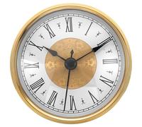 PATIKIL 3.1"/80mm Inserto de Reloj de Cuarzo, Número Romano Redondo Reloj Miniatura con Segundero de DIY Reparación para 75mm Diámetro Orificio, Marco Dorado, Aluminio Patrón Esfera