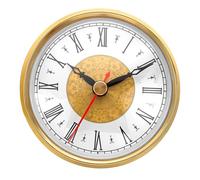 PATIKIL 3.1"/80mm Inserto de Reloj de Cuarzo, Número Romano Redondo Reloj Miniatura con Segundero Rojo de DIY Reparación para 75mm Diámetro Orificio, Marco Dorado, Aluminio Patrón Esfera