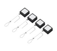 PATIKIL 3.3 Ft Retractable Remote Control Tether, 4 Pcs Square Security Cable Lanyard Lock Pause Style with Adjustable Clasp Adhesive for TV Remote Control Controller, Black(Lock Buckles)