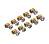 PATIKIL 3.3mm Agujero Alambre Cuerda Clips Juego, 10uds Latón Único Agujero Bloqueo Cable Abrazaderas Clip con M4x0,7 Phillips Tornillos para Cable Bricolaje Accesorios, Latón
