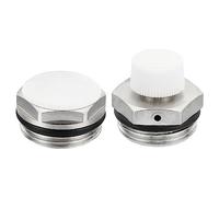 PATIKIL 3/4" BSP Macho Rosca Manual Radiador Aire Ventilación Tapón Válvula Juego, 2 Pack Niquelado Plateado Latón Tapones para Radiador Calefactor, Plateado Blanco
