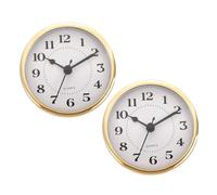 PATIKIL 3.5"/90mm Inserto de Reloj de Cuarzo, 2pcs Número Arábigo Redondo Reloj Miniatura con Segundero de DIY Reparación para 78mm Diámetro Orificio, Marco Dorado, PVC Esfera Blanco