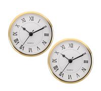 PATIKIL 3.5"/90mm Inserto de Reloj de Cuarzo, 2pcs Número Romano Redondo Reloj Miniatura con Segundero de DIY Reparación para 78mm Diámetro Orificio, Marco Dorado, PVC Esfera Blanco