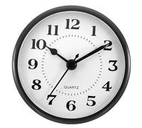 PATIKIL 3.5"/90mm Inserto de Reloj de Cuarzo, Número Arábigo Redondo Reloj Miniatura con Segundero de DIY Reparación para 78mm Diámetro Orificio, Marco Negro, PVC Esfera Blanco