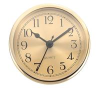 PATIKIL 3.5"/90mm Inserto de Reloj de Cuarzo, Número Arábigo Redondo Reloj Miniatura con Segundero de DIY Reparación para 78mm Diámetro Orificio, Marco Dorado, Aluminio Esfera Dorado