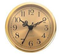 PATIKIL 3.5"/90mm Inserto de Reloj de Cuarzo, Número Arábigo Redondo Reloj Miniatura con Segundero de DIY Reparación para 78mm Diámetro Orificio, Marco Dorado, Aluminio Patrón Esfera